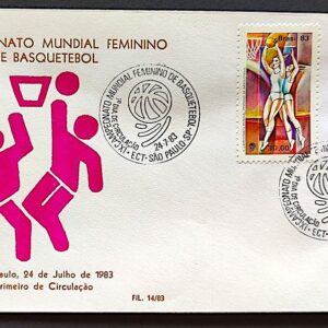 Envelope PVT FIL 014 1983 Mundial Feminino de Basquete Mulher CBC SP