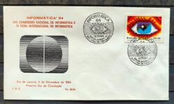 Envelope PVT FIL 028 1984 Congresso Nacional de Informatica Tecnologia Olho CBC RJ