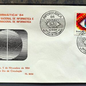 Envelope PVT FIL 028 1984 Congresso Nacional de Informatica Tecnologia Olho CBC RJ