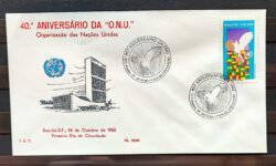 Envelope PVT FIL 033 1985 Aniversario da ONU Nacoes Unidas CBC Brasilia 01