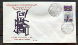 Envelope PVT FIL 034 1985 Imprensa Brasileira Jornal Bandeira Pernambuco Chapeu CBC PE