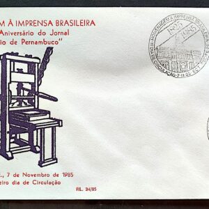 Envelope PVT FIL 034 1985 Imprensa Brasileira Jornal Bandeira Pernambuco Chapeu CBC PE