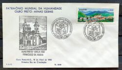 Envelope PVT FIL 08B 1985 Patrimonio Mundial da Humanidade Ouro Preto Igreja CBC PE