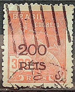 Selo Regular Cod RHM 352 Vovo Mercurio e Globo 200 Reis Filigrana J 1933 Circulado 4