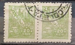 Selo Regular Cod RHM 354 Netinha Petroleo Energia 20 Reis Filigrana Ni 1941 Circulado Dupla 4