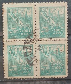 Selo Regular Cod RHM 356 Netinha Petroleo Energia 100 Reis Filigrana Ni 1941 Circulado 6 Quadra