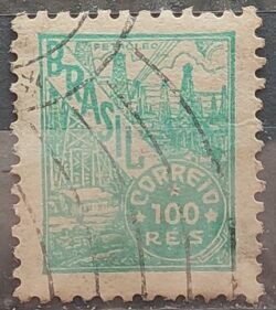 Selo Regular Cod RHM 356 Netinha Petroleo Energia 100 Reis Filigrana P 1941 Circulado 3