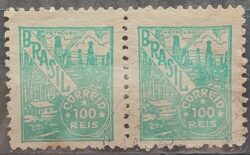 Selo Regular Cod RHM 356 Netinha Petroleo Energia 100 Reis Filigrana P 1941 Circulado 5 Dupla