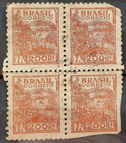 Selo Regular Cod RHM 357 Netinha Trigo Gastronomia 200 Reis Filigrana P 1941 Circulado 17 Quadra