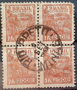 Selo Regular Cod RHM 357 Netinha Trigo Gastronomia 200 Reis Filigrana P 1941 Circulado 18 Quadra