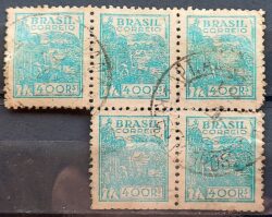 Selo Regular Cod RHM 359A Netinha Trigo Gastronomia 400 Reis Filigrana P 1941 Circulado 17 Quina