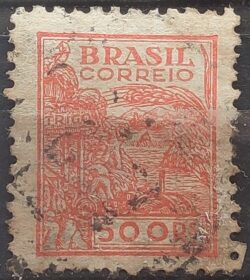 Selo Regular Cod RHM 360 Netinha Trigo Gastronomia 500 Reis Filigrana P 1941 Circulado 1