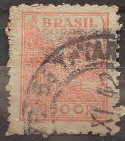 Selo Regular Cod RHM 360 Netinha Trigo Gastronomia 500 Reis Filigrana P 1941 Circulado 2