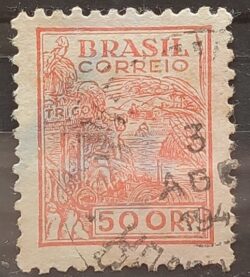 Selo Regular Cod RHM 360 Netinha Trigo Gastronomia 500 Reis Filigrana P 1941 Circulado 3