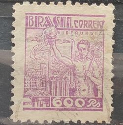 Selo Regular Cod RHM 361 Netinha Siderurgia 600 Reis Filigrana P 1941 Circulado 1