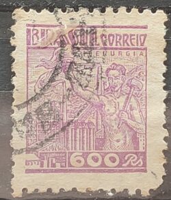 Selo Regular Cod RHM 361 Netinha Siderurgia 600 Reis Filigrana P 1941 Circulado 3