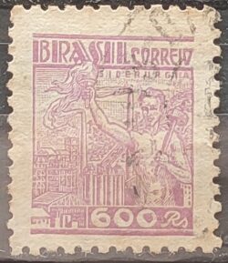 Selo Regular Cod RHM 361 Netinha Siderurgia 600 Reis Filigrana P 1941 Circulado 4