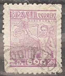 Selo Regular Cod RHM 361 Netinha Siderurgia 600 Reis Filigrana P 1941 Circulado 5