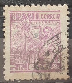 Selo Regular Cod RHM 361A Netinha Siderurgia 600 Reis Filigrana P 1941 Circulado 3