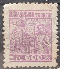 Selo Regular Cod RHM 361A Netinha Siderurgia 600 Reis Filigrana P 1941 Circulado 6