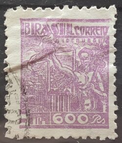 Selo Regular Cod RHM 361A Netinha Siderurgia 600 Reis Filigrana P 1941 Circulado 8