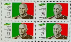 C 727 Selo Presidente Portugal Thomaz Militar 1972 Quadra