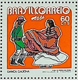 C 745 Selo Promocao Folclore Nacional Arte Danca Gaucha 1972