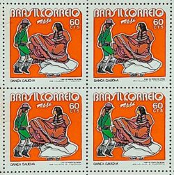 C 745 Selo Promocao Folclore Nacional Arte Danca Gaucha 1972 Quadra