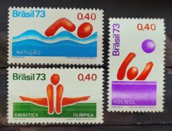 C 774 Selo Promocao do Esporte Natacao Ginastica Volei 1973 Serie Completa