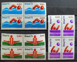 C 774 Selo Promocao do Esporte Natacao Ginastica Volei 1973 Serie Completa Quadra