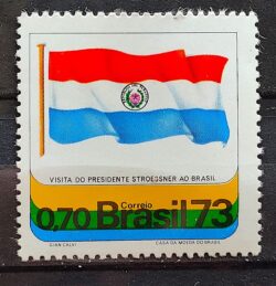 C 777 Selo Visita Presidente General Stroessner Paraguai Bandeira 1973
