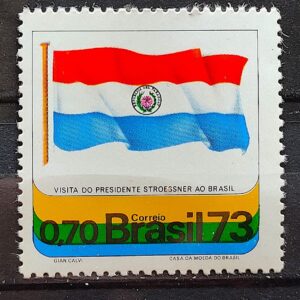 C 777 Selo Visita Presidente General Stroessner Paraguai Bandeira 1973