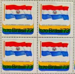 C 777 Selo Visita Presidente General Stroessner Paraguai Bandeira 1973 Quadra