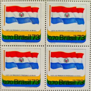 C 777 Selo Visita Presidente General Stroessner Paraguai Bandeira 1973 Quadra
