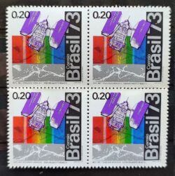 C 789 Selo Promocao da Ciencia INPE Pesquisas Espaciais Satelite 1973 Quadra