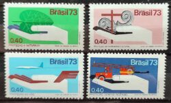 C 800 Selo Campanha da Protecao Nacional Aviao Bombeiro Mao 1973 Serie Completa