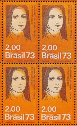 C 805 Selo Centenario Santa Teresa do Menino Jesus Religiao 1973 Quadra