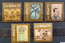 C 811 Selo Arte Barroca do Brasil Musica Pintura Arquitetura Escultura 1973 Serie Completa CLM