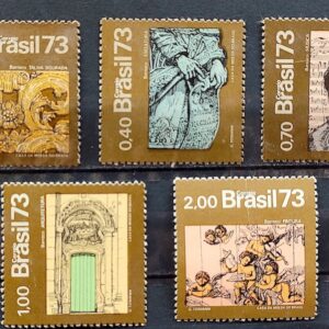 C 811 Selo Arte Barroca do Brasil Musica Pintura Arquitetura Escultura 1973 Serie Completa CLM
