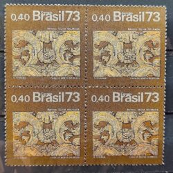 C 811 Selo Arte Barroca do Brasil Musica Talha Dourada 1973 Quadra CLM