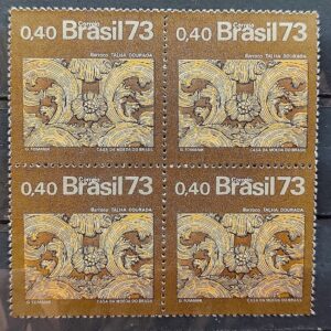 C 811 Selo Arte Barroca do Brasil Musica Talha Dourada 1973 Quadra CLM