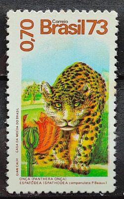 C 826 Selo Flora e Fauna Onca Felino 1973
