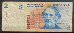 Cedula Argentina 2 Pesos 3767G