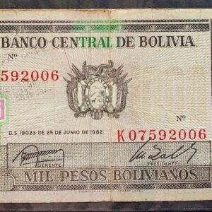 Cedula Bolivia 1000 Pesos 2006 MBC