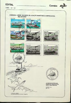 Edital 1985 31 Ligacao Maritima Rio Niteroi Navio Com Selo CBC RJ Rio