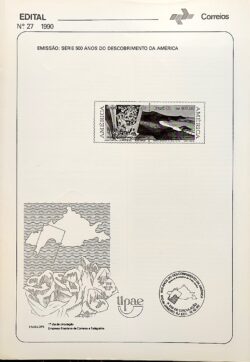 Edital 1990 27 Descobrimento da America UPAEP Praias do Sul Sem Selo