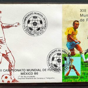Envelope FDC 389 1986 Copa do Mundo de Futebol Mexico CBC RJ 01