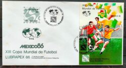 Envelope FDC 389 1986 Copa do Mundo de Futebol Mexico CBC RJ 02