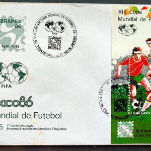 Envelope FDC 389 1986 Copa do Mundo de Futebol Mexico CBC RJ 02