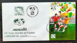 Envelope FDC 389 1986 Copa do Mundo de Futebol Mexico CBC RJ 05